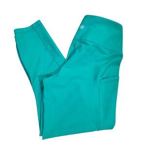 Athleta Interval Stash 7/8 Tight XS Turquoise Green High Rise Leggings Pockets